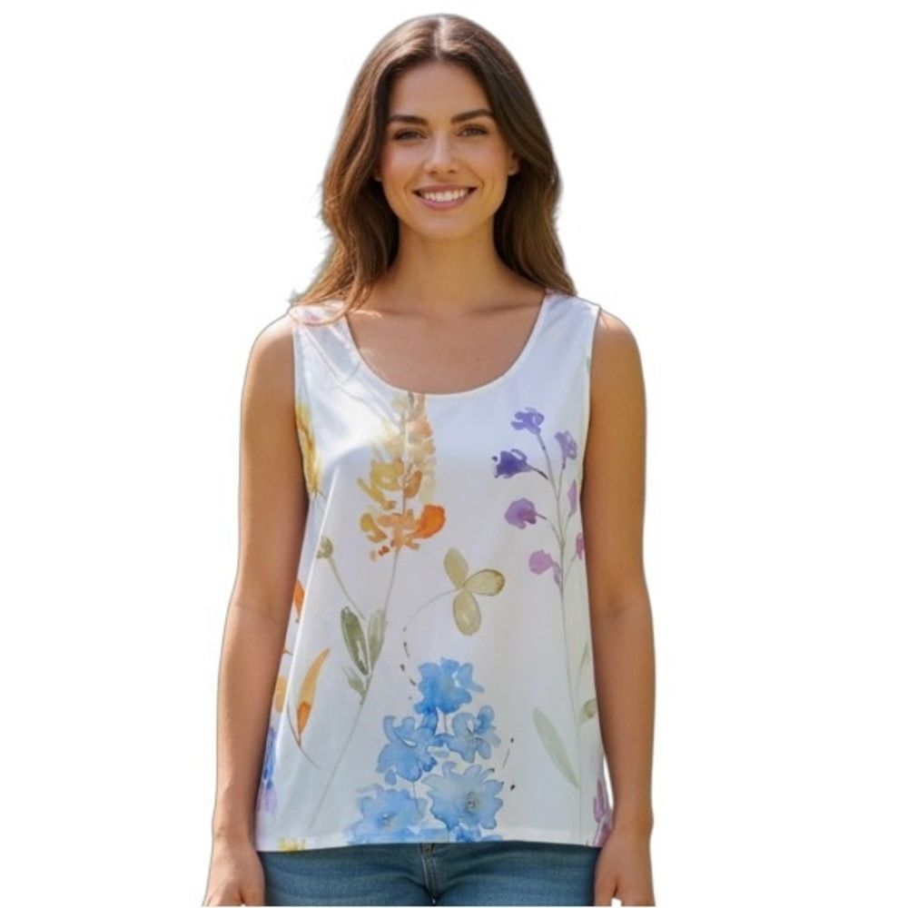 Noracora NWT Cottage Core Floral Tank Soft Romantic Pastel Tones Womens Size Med